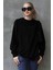 Siyah Basic Oversize Kadın Sweatshirt MG168610 3