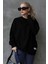 Siyah Basic Oversize Kadın Sweatshirt MG168610 4