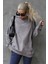 Boyalı Gri Basic Oversize Kadın Sweatshirt MG168610 1