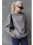 Boyalı Gri Basic Oversize Kadın Sweatshirt MG168610 3