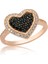 Gümüş Rose Siyah Taşlı Kalp Bayan Yüzük 1