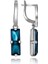 Swarovski Crystal Taşlı Gümüş Mavi Baget Sallantılı Kadın Küpe 2