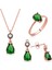 Gümüş Yeşil Damla Taşlı Bayan Set 1