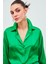 Gömlek Yaka Saten Bodysuit Bluz - Yeşil 3