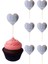 Kalp Şekilli Kürdan Cupcake Kürdanı Pasta Süsü Gümüş 10'lu 1