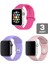 Apple Watch 3 4 5 6 7 8 Se 38 40 41MM Kordon Kayış 3 Adet Set Bileklik Klasik Silikon 1