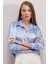 Kadın Buz Mavisi Hafif Dökümlü Saten Yüzeyli Gömlek HZL22W-BD139641 3