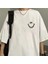 Smile Baskılı Beyaz Oversize T-Shirt 4
