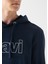 Erkek Mavi Logo Baskılı Kapüşonlu Lacivert Sweatshirt 065606-28417 4