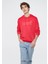 Erkek Mavi Logo Baskılı Kapüşonlu Kırmızı Sweatshirt 065606-70468 1