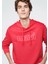 Erkek Mavi Logo Baskılı Kapüşonlu Kırmızı Sweatshirt 065606-70468 2