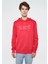 Erkek Mavi Logo Baskılı Kapüşonlu Kırmızı Sweatshirt 065606-70468 3