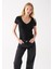 V Yaka Siyah Basic Stretch Tişört 162769-900 1