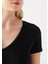 V Yaka Siyah Basic Stretch Tişört 162769-900 4