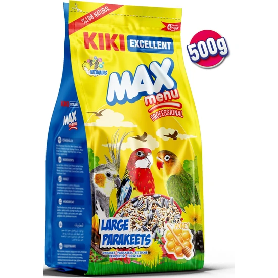 Kıkı Excellent Kuş Max Menu Large Parakeets Büyük Pareket Yemi 500 Gr. KB306