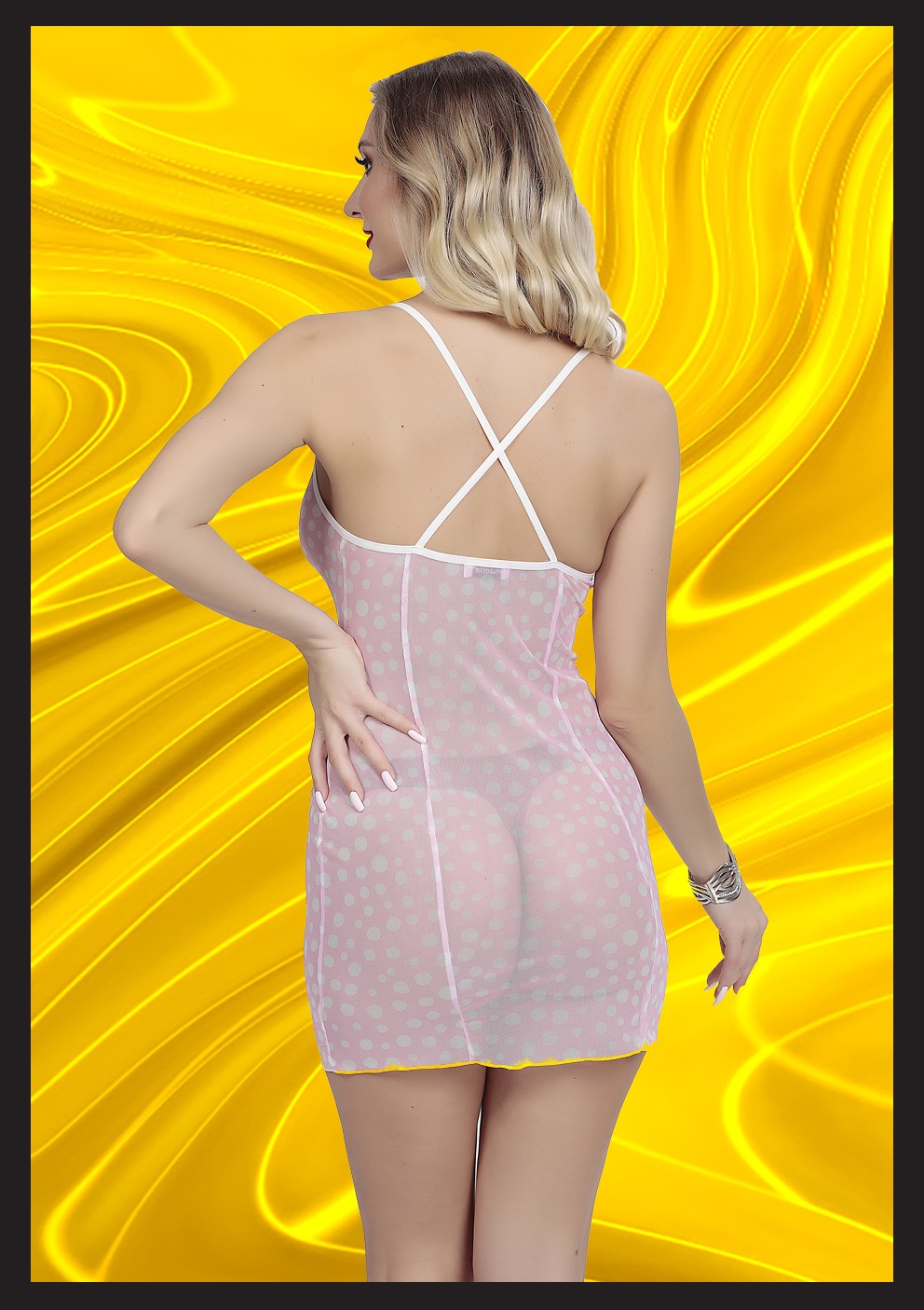 Tiessi Kadın Pembe Iç Gösteren Seksi Fantezi Gecelik Yeni Model Yeni Model görsel 3
