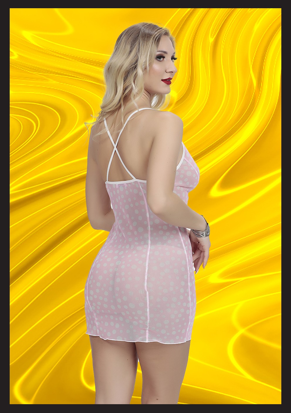 Tiessi Kadın Pembe Iç Gösteren Seksi Fantezi Gecelik Yeni Model Yeni Model görsel 4