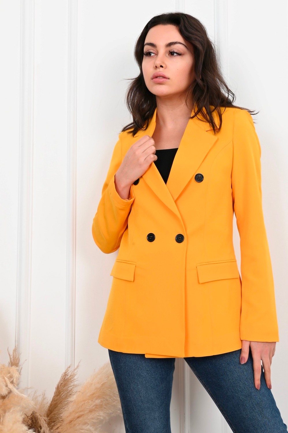 Koza Kadın Büyük Beden Blazer Ceket 0101-1 Astarlı Siyah Yumuşak Kumaşlı Rahat Kullanım