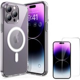 Tiger iPhone 14 Pro Max Magsafe Destekli Şeffaf Kılıf + Cam Ekran Koruma