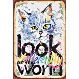 Wonder Like Yağlıboya Kedi Retro Ahşap Poster