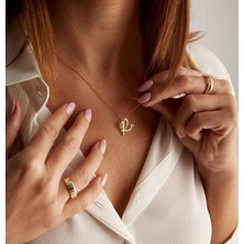 Nida Jewelry 925 Ayar Gümüş Kalp Detay Harf Kolye