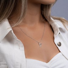 Nida Jewelry 925 Ayar Gümüş Kalp Detay Harf Kolye