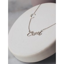 Nida Jewelry 925 Ayar Gümüş Hilal Isim Kolye