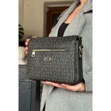 Just Polo Siyah Renk 5 Bölmeli Kadın Omuz Çantası 29CM 20 cm 10 cm 2068-LB