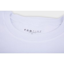 Fuqtime Beyaz Basic Losee Fit T-Shirt