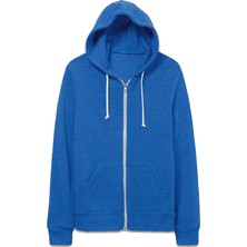 Shaco Design Mavi Ince Kapüşonlu Hırka