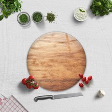 Decorita Ahşap Görünümlü | Cam Kesme Tahtası - Cam Kesme Tablası | Çap 32cm