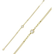 Lilarote Baget Kare Tektaşlı Altın Bileklik