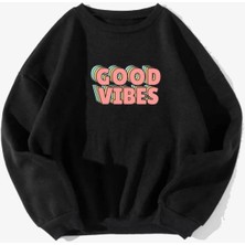 Spearly Kadın, Goodvibes Baskılı Oversize Sweatshirt10
