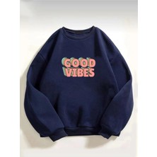 Spearly Kadın, Goodvibes Baskılı Oversize Sweatshirt10
