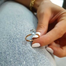 Engingold 14K Altın Mavi Topaz Taşlı Yüzük