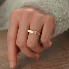 Engingold 14K Altın Geometrik Spor Yüzük