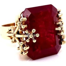 Engingold 14K Altın Cultivate Ruby Taşlı Yüzük