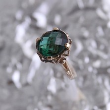 Engingold 14K Altın Yeşil Topaz Taşlı Yüzük