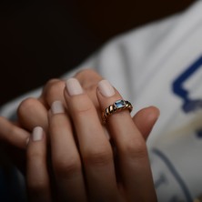Engingold 14K Altın Renkli Baget Taşlı Yüzük