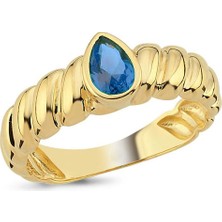 Engingold 14K Altın Damla Taşlı Istiridye Yüzük