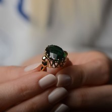 Engingold 14K Altın Yeşil Topaz Taşlı Yüzük