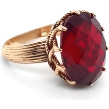 Engingold 14K Altın Granat Lal Taşlı Yüzük