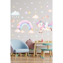 Sticker Ekspres Unicorn ve Gökkuşağı Set Çocuk Odası Duvar Sticker