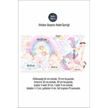 Sticker Ekspres Unicorn ve Gökkuşağı Set Çocuk Odası Duvar Sticker