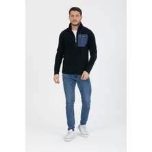 Hitch Yarım Fermuarlı Yan Cepli Selanik Hırka