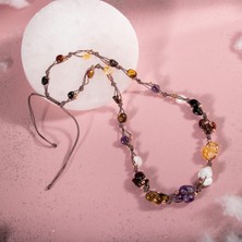 Osmanlı Doğal Taş Akrep Burcu Kolye Ametist, Ay Taşı, Bordo Granat Lal, Jasper, Kaplan Gözü, Sitrin, Siyah Turmalin