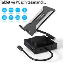 Apple Ipad 10. Nesil 10.9 2022 Uyumlu Dönüştürücü 10IN1 Hub 360 Dönen Standlı Hub