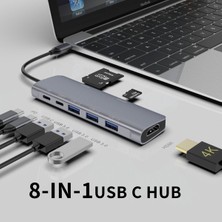 Apple Macbook 14.2' 2021 8in1 Type-C Hub 3*usb3.0+Hdmı+Pd+Usb-C+Sd+Tf Çok Fonksiyonlu Hub