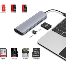 Apple Macbook 14.2' 2021 8in1 Type-C Hub 3*usb3.0+Hdmı+Pd+Usb-C+Sd+Tf Çok Fonksiyonlu Hub