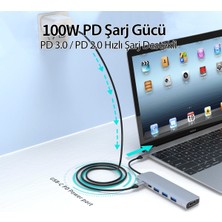 Apple Macbook 14.2' 2021 8in1 Type-C Hub 3*usb3.0+Hdmı+Pd+Usb-C+Sd+Tf Çok Fonksiyonlu Hub